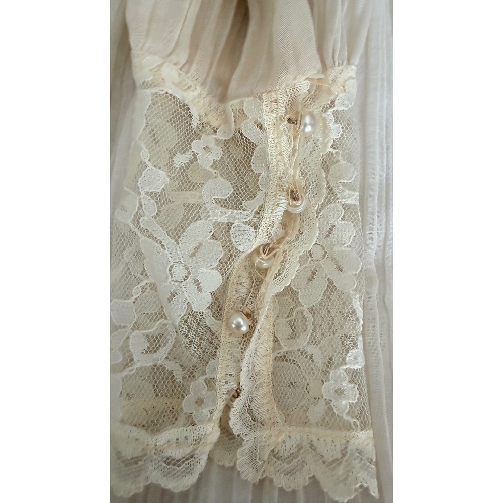 Vintage 70s Act I New York XS/Small Ivory Lace Prairie Wedding Dress Cottagecore - Picture 12 of 13